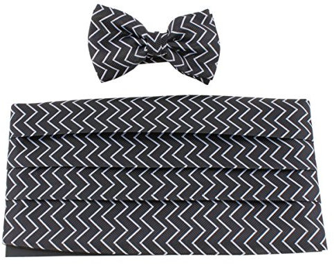 Knightsbridge Neckwear Schwarz/Silber Fliege und Kummerbund Set