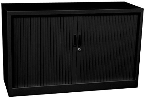 Querrollladenschrank komplett montiert schwarz 105x120x46cm (HxBxT) Sideboard Stahl Büro Aktenschrank Rollladenschrank 555139