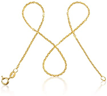 modabilé Panzerkette Damen Halskette Vergoldet 925er Sterling Silber (35cm-90cm 1,3mm breit) Goldkette ohne Anhänger Goldene Kette Kurz 925 Frauen