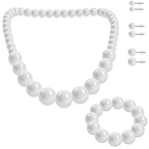 SoulCats Schmuckset, Perlenkette, Perlenarmband und 3 Paar Ohrstecker