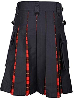 JiXuan Nuevos Hombres Scottish Kilt Patchwork Plaid Falda Casual Pantalón Hombres Punk Hip Hop Falda Pantalones Elegante Falda de Escocia