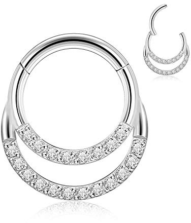 hengkaixuan 16G Nasenringe Hoop 316L Segment Helix Knorpel Rook Ohrringe Hoop Septum Clicker Ring Daith Piercing 6mm 7mm 8mm 10mm