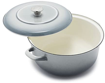 Merten & Storck German Enameled Iron, Round 26 cm/5 Litre Dutch Oven Pot with Lid, Induction, Galaxy Grey with Gradient