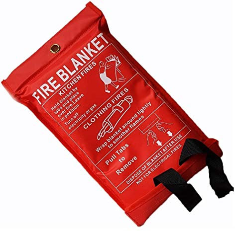 Fire Blanket 1m x 1m Easy & Quick Unfolding Emergency Fire Blanket for Home, Kitchen, Garage, Office, Caravan, Car, Warehouse