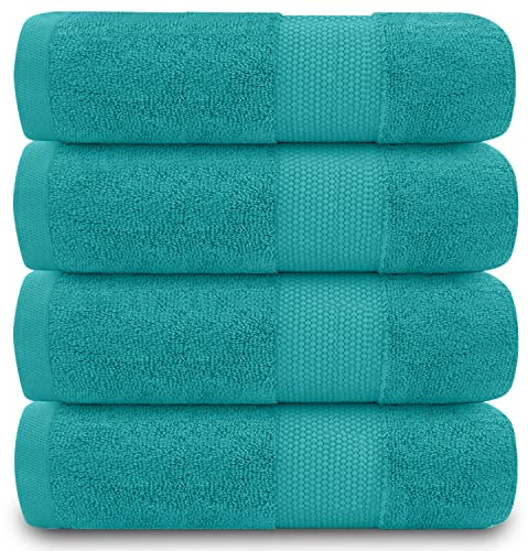 GC GAVENO CAVAILIA Lichtbeständiges Badezimmer-Set, 700 g/m², Premium-Qualität, extra saugfähig, 100% Baumwolle, ägyptisch, Blaugrün, 4 Stück