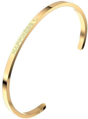 THIORA Armreif Damen Edelstahl | Verstellbar | Gravuren und Motive | 3 mm | Ø 64 mm | offene anpassbare Form | filigran kombinierbar | Schmuckbox