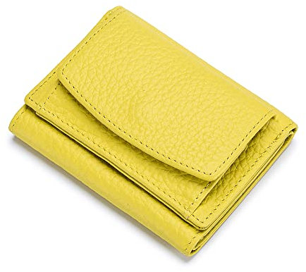 ZhaoCo kleine Geldbörse Damen mit Münzfach Echtleder Geldbeutel Damen Mini Portemonnaie mit RFID Schutz Kreditkartenetui für Frauen Mädchen - Gelb