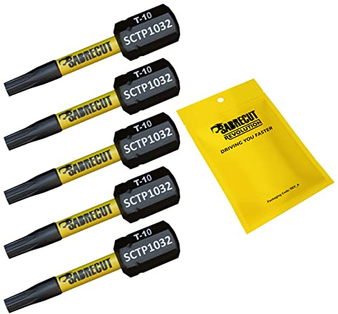 SabreCut 5pcs SCTP1032_5 32mm T10 TX10 Embouts vissage choc Robuste | Pointes forgées et acier de torsion traité thermiquement améliorent résistance aux chocs et durabilité