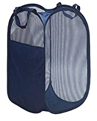Wtxzaqkk Cesto portabiancheria pieghevole, in rete, pop-up pieghevole, con manici, salvaspazio, colore: blu navy