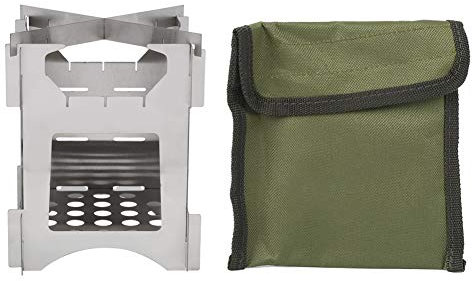 Ausla Folding Lightweight Stainless Steel Titanium Wood Stove Camping Stove Portable Wood Burning Hobo Stove for Outdoor Hiking Picnic BBQ Campfire Cooking Survival Gear 120chars