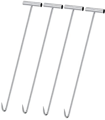 uxcell 23inch T-Handle Meat Boning Hook, Galvanized T Hooks for Kitchen Butcher Shop Restaurant 4Pcs