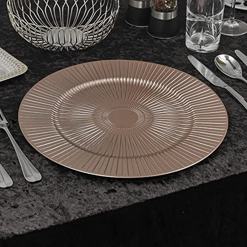 URBNLIVING 33cm Christmas Dinner Charger Plates Placemats Dining Table Setting Reusable Party Decor (Ray Rose Gold, 6 Charger Plates)