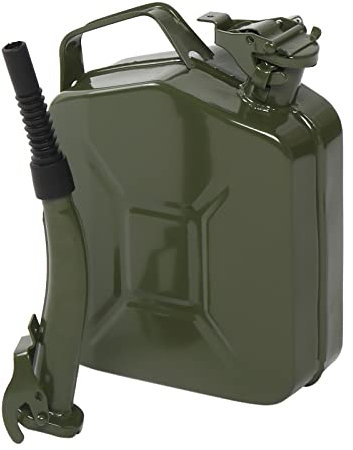 LEADZM 5 Liter Benzinkanister Kraftstoffkanister Metall Stahlblech Kraftstoff Kanister mit Ausgießer flexibel (Grün)
