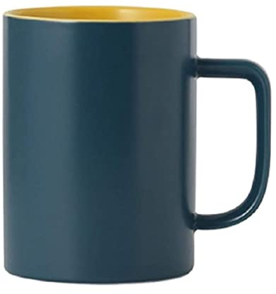 FülleMore 450ml Kaffeebecher Porzellan Kaffeetasse mit Henkel zweifarbiges Design Teetasse Groß Bürotasse Mokkatasse Trinkbecher Keramikatsse Ø8cm, H11cm (Blau+Gelb)
