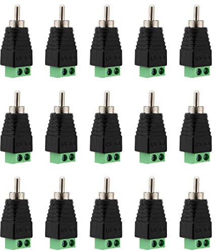 Greluma 15 Stück Cinch-Stecker für Lautsprecherkabel, Schraubklemme AV-Phono-Stecker