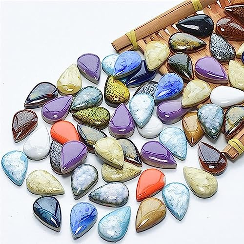 BTMIEY 500 g zufällige Keramik-Mosaikfliesen, DIY Kreative Keramik-Mosaikfliesen für DIY Bastelteller, Blumentöpfe, Vasen, Tassen, Mosaikherstellung (kleiner Regentropfen)