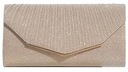 CORIOS Kvällsväska för kvinnor med paljetter brudväska liten kedja bling handväska axelväska elegant axelväska messenger-väskor för bal cocktail ceremoni fest, Champagne, L, Elegant