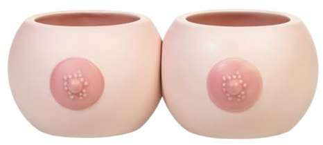 Set di 2 vasi da fiori con seni in ceramica