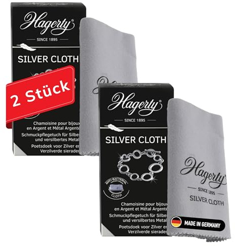 Hagerty Silver Cloth Schmuck Reinigungstuch je 36x30cm I imprägniertes Tuch aus Baumwolle I effektives Silberputztuch mit Anlaufschutz zur Reinigung von Silberschmuck und Versilbertem