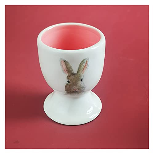 SYXWJL Coquetier Coupe d'œuf de Lapin céramique, Plateau d'œufs, Peut être utilisé comme Verre à vin, Support d'œufs Design Animal Mignon Coquetiers (Color : A)