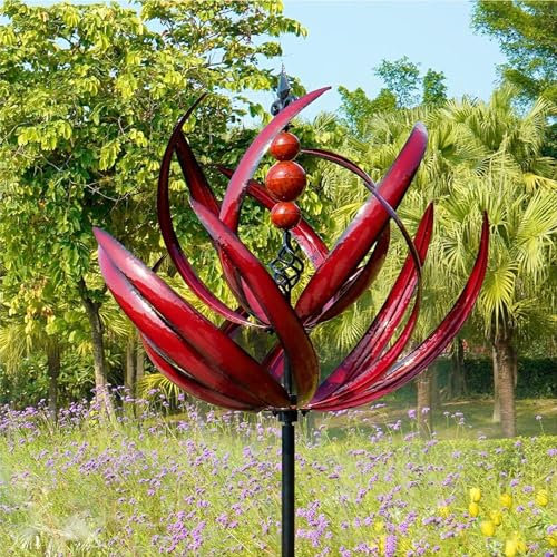 Metall Windrad | Windspiel Windmühle | Wetterfest Und Standfest Windspinner | Windmühle Garten Metall Windspiel | Windskulptur Spinner Für Garten Als Dekoration | UV Beständige