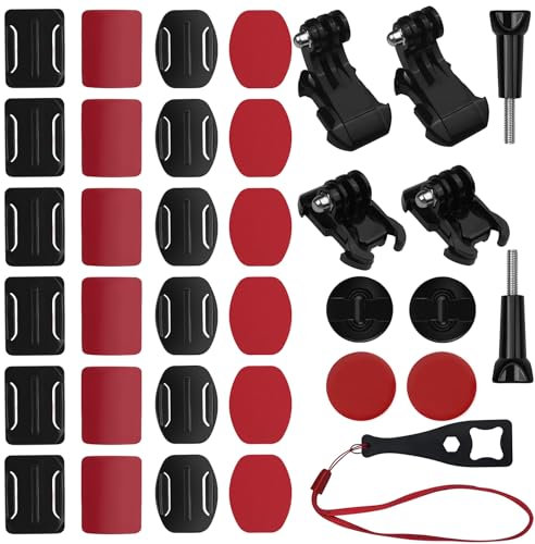 Baxcdyswe 35 st självhäftande fäste böjd och platt kompatibel med Gopro Hero 12, 11, 10, 9, 8, 7, 6, 5, Session, Hero 4, 3, 3+, 2, 1 Action Cameras, hjälmstöd Action Cam Kit ersättning