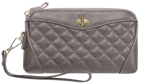 HUA ANGEL Portafoglio Donna Grande in Pelle Leggero borsellino Lunga Elegante Clutch con Doppia Cerniera Scomparti Borsa da Sera da Polso per Cellulare Credito Passaporto Contanti