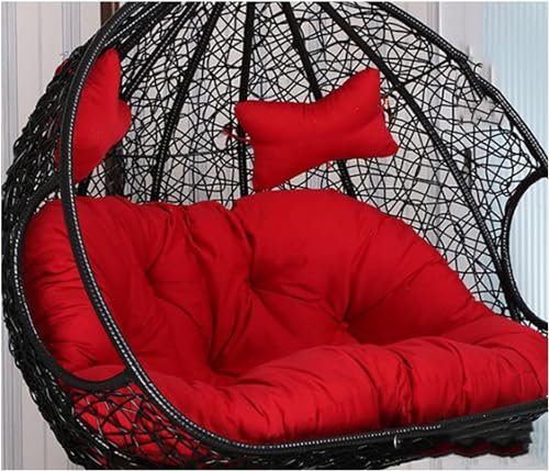 RUYICZB Doppel Hängesessel Ei Stuhl Kissen, Hängende Hängematte Stuhl Sitzkissen Ersatz, Verdickt 2 Personen Wicker Swing Stuhl Für Outdoor-Garten, Wasserdicht Und Flauschig,Rot