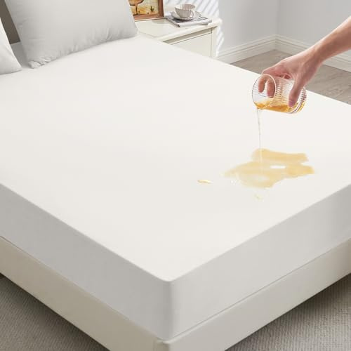 mafudoxi Matratzenschoner 180x200cm Wasserdicht, Spannbettlaken, Matratzenschutz Atmungsaktive, Matratzenauflage für Matratzen bis 30cm, Inkontinenzunterlage waschbar, Nässeschutz Bettlaken-Weiß