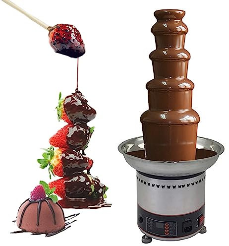 LZDOYY Chocolate Fountain, 4/5/6/7 Tiers Electric Melting Machine Chocolate Fondue Fountain Set, Stainless Steel Cascading Fondue Heat Motor Controls Pot for Nacho Cheese, BBQ Sauce, Ranch,5floors
