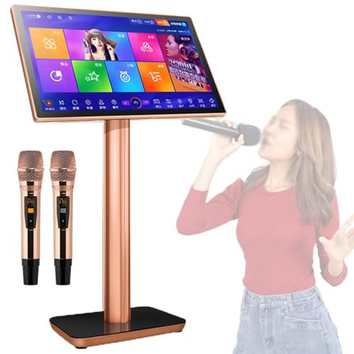All in One Karaoke Player with Wireless Mic, 22'' Touch Screen with Lyrics Display, Professional Karaoke for Home Party KTV DJ Bar,Black-4TB