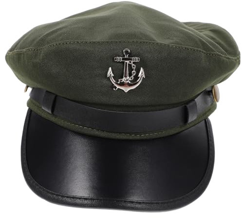 ROMISBABA Captain Hat Sailor Hat Military Green Beret m (56-58cm) Cosplay Party Costume Adult Boating Yacht Performance Accessory