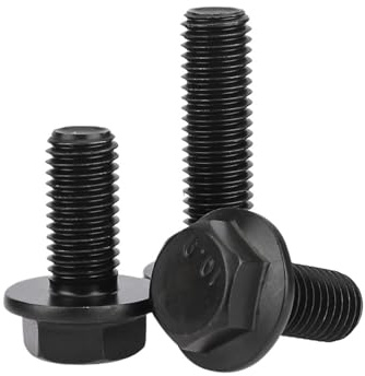 Generisch 1~5 Stück schwarze Sechskant-Flanschschraube M10 M12 Teilung 1,25 Sechskant-Flanschkopfschrauben mit Polster Sechskantschraube Kohlenstoffstahl der Güteklasse 10.9(M10x60mm-PT-2pcs)