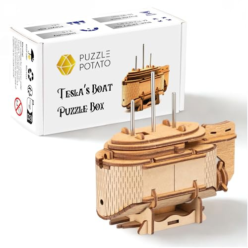 PUZZLE POTATO - Teslas båt - Escape Room-spel - Pussellåda - Pusselspel för vuxna - Presentask för hjärngympa