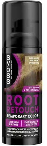 SYOSS Root Retouch Spray ritocco radici temporanee colore biondo scuro (1 x 120 ml), ritocco di capelli grigi e radici con copertura istantanea, colorazione temporanea per capelli grigi
