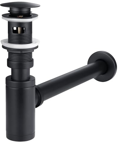 Peppermint Bonde pop-up avec siphon d'évier de salle de bain, bonde clic-clac à fente G1 1/4 et siphon à bouteille réglable, tube de vidange pour lavabos de salle de bain, éviers avec trou de