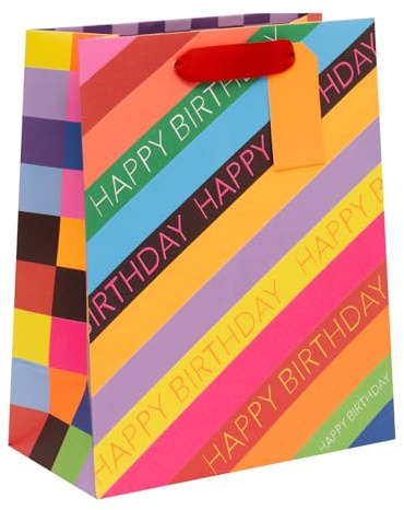 Glick stor presentväska, Happy Birthday Slide, 315 x 260 x 135 mm, lyxig återvinningsbar väska för födelsedagar och fester