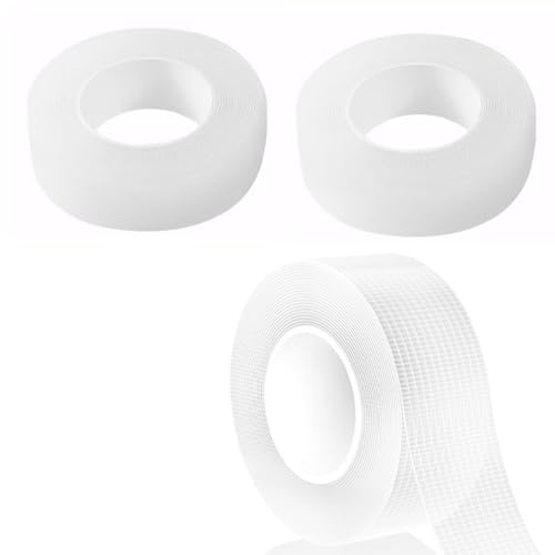GJKLO 3 Stück Doppelseitiges Klebeband, Nano Tape, Transparentes, 20 mm breit, 0,5 mm dick, 1 Meter lang, wasserfest und leicht zu zerreißen, geeignet für Poster und Wandteppiche
