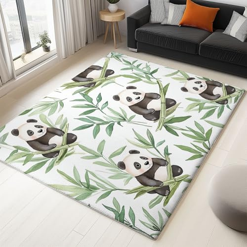 Genérico Alfombra Salón Lavable Bambú Panda Acuarela 120x180 cm Alfombra Salon Antideslizantes Suave, Alfombra de Pelo Corto Impresión 3D, Tapetes Decoracion para Zona Interiore