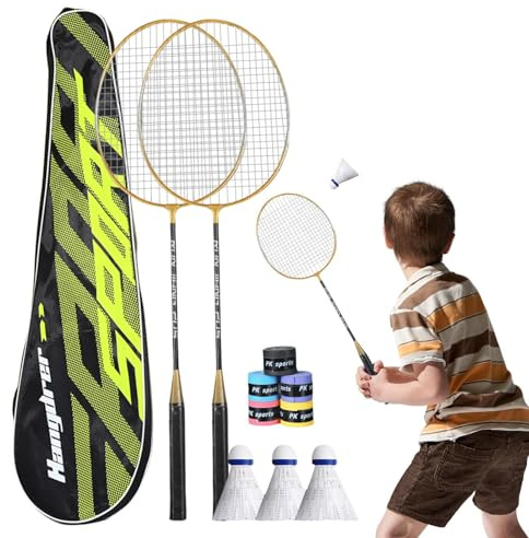 Professionell badmintonracket – 2 st lätta racket för utomhusspel | Badminton-set för vuxna och tonåringar, sportutrustning för bakgårdsbruk, nybörjare för avancerad träning, fitness och E