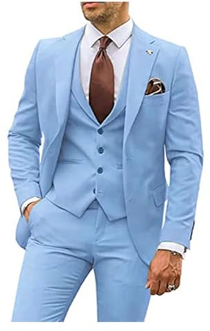 AHIOJEGX Herrenanzüge 3-teilige Anzüge for Herren, schmale Passform, Bräutigam-Smoking, Hochzeitsanzüge, formeller Partyanzug for Herren(Sky Blue,4XL (EU 58))