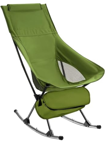 Genérico Rocking Camping Chair - Asiento De Relajación Plegable, Rocker De Campamento De Servicio Pesado | Silla De De Terraza Reclinable, Taburete Portátil De Movimiento Suave, para Pastizales Junto