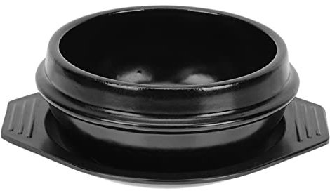 OUNONA Korean Ceramic Bibimbap Pot with Tray Heat Resistant Stew Cooker Non Stick Insulated Kitchenware Acid Alkali Resistant Energy Saving Home Stove Cooking Pot