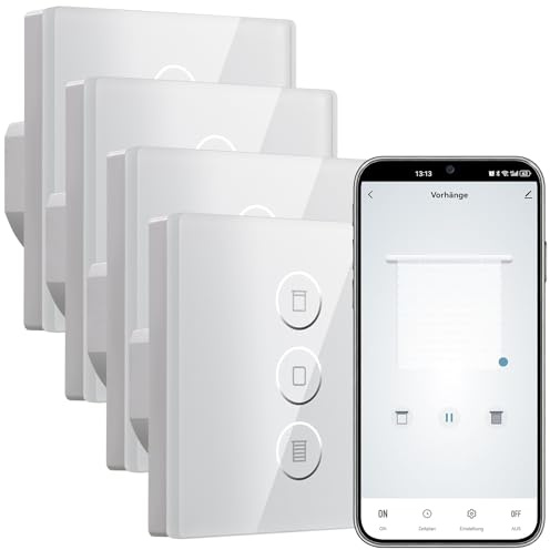 HeuxGir Roller Shutter Switch WiFi, Smart Roller Shutter Timer Compatible with Alexa/Google Home, WiFi Roller Blind Switch with Smart Life App Controllable Requires Zero Conductor