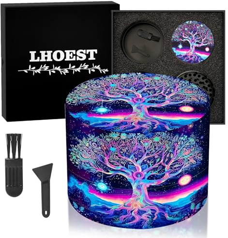Metal Grinder 50MM Crusher 24 Grinding Teeth Cool Grinder 4 Layers | With Scraper Plastic Brush Purple Grinder Tree Design Metal Crusher for Spice Mill Gifts Grinder Kitchen