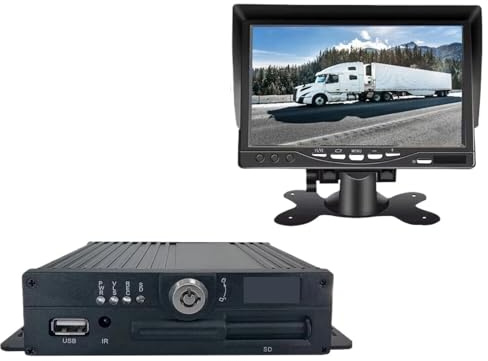 Monitor da 7 con schermo 1080P, telecamere for la visione posteriore anteriore e laterale, videoregistratore for veicoli vista a 360°, for camion, furgoni autobus