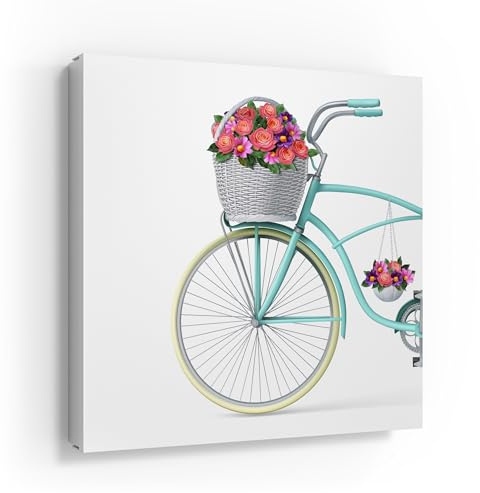 DEQORI Cassetta portachiavi con stampa UV | motivo bicicletta piena di fiori | scatola di design ca. 30 x 30 cm | Cassetta portachiavi piatta e moderna con motivo stampato | Scatola da parete per