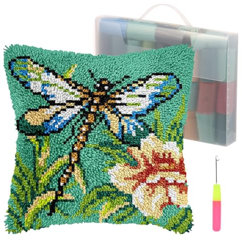 Animal Latch Hook Cushion Kits for Adults Creative Latch Hook Pillow Case Kit DIY Pillow Hooks Knitted Cross-Stitch Embroidery Cushion Cover Kit for Christmas Home Sofa Decoration 41x42.5 cm(green)