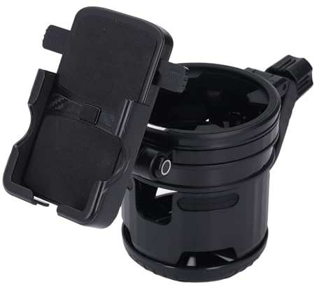 Alomejor Portavasos para Cinta de Correr Portavasos para Bicicleta 3 en 1 con Soporte para Teléfono Plegable Negro, Adecuado para Cochecitos y Bicicletas, Almohadilla de Silicona Antideslizante