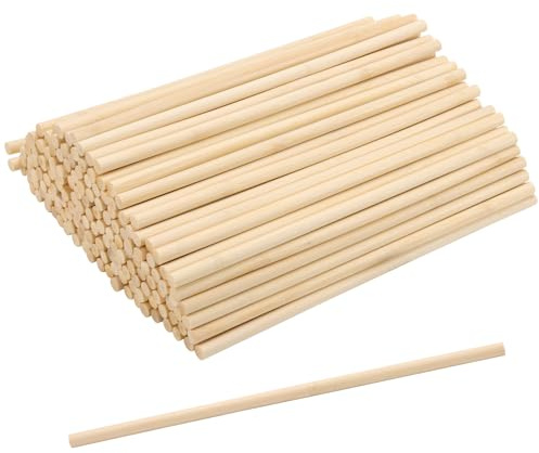 CHUENHEI 300 Stück 30cm Holzstäbchen zum Basteln 10mm Durchmesser, Rund Holzstäbe Rundhölzer, Rundstab Holz Bambusstäbe Rund für DIY Modellbau Deko Handwerk